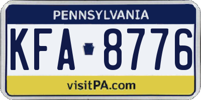 PA license plate KFA8776