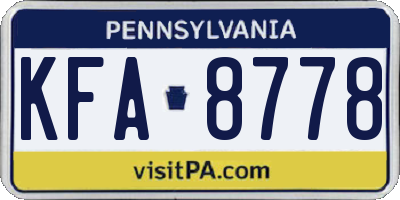 PA license plate KFA8778