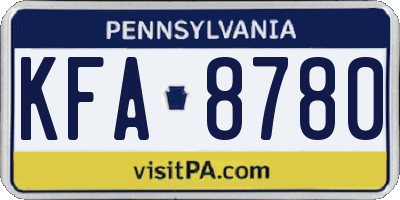 PA license plate KFA8780