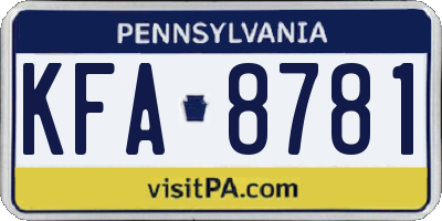 PA license plate KFA8781