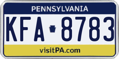 PA license plate KFA8783