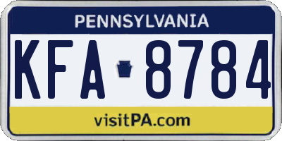PA license plate KFA8784