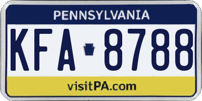 PA license plate KFA8788