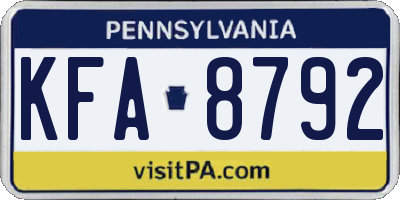PA license plate KFA8792