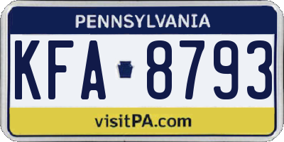 PA license plate KFA8793