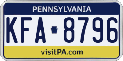 PA license plate KFA8796
