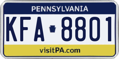 PA license plate KFA8801