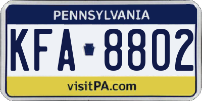 PA license plate KFA8802