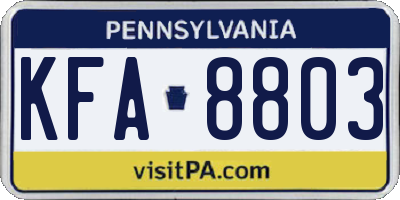 PA license plate KFA8803