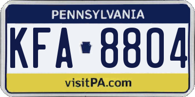 PA license plate KFA8804