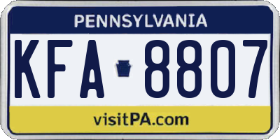 PA license plate KFA8807