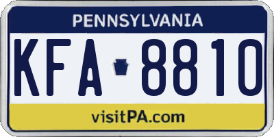 PA license plate KFA8810