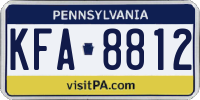 PA license plate KFA8812