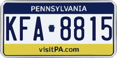 PA license plate KFA8815
