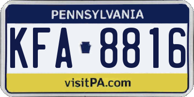 PA license plate KFA8816