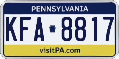 PA license plate KFA8817