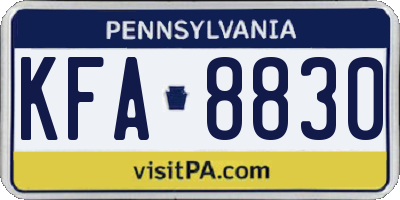 PA license plate KFA8830