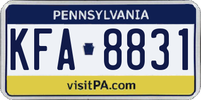 PA license plate KFA8831