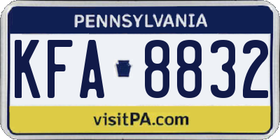 PA license plate KFA8832