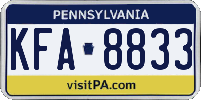 PA license plate KFA8833