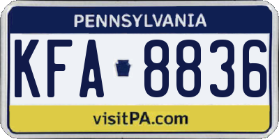 PA license plate KFA8836
