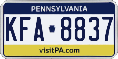 PA license plate KFA8837