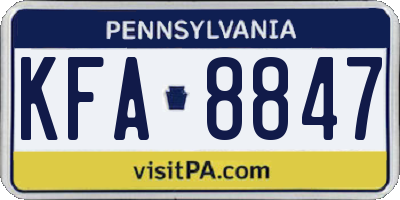 PA license plate KFA8847