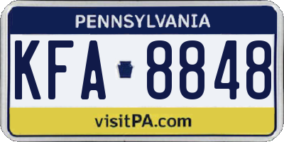 PA license plate KFA8848