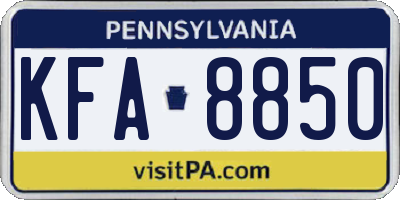 PA license plate KFA8850