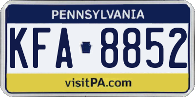 PA license plate KFA8852