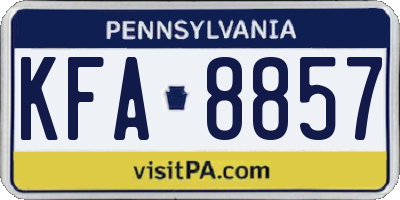 PA license plate KFA8857