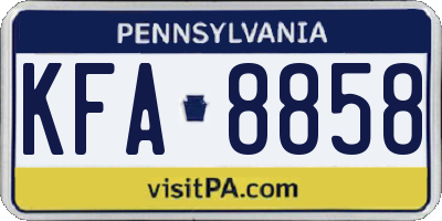 PA license plate KFA8858