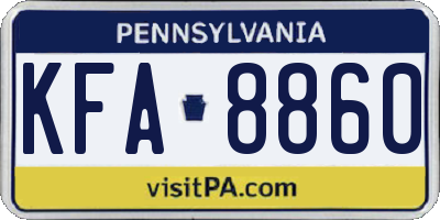 PA license plate KFA8860