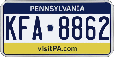 PA license plate KFA8862