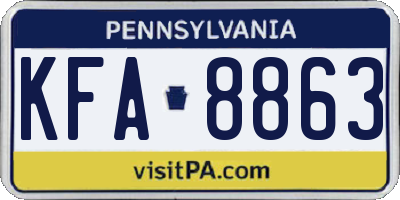 PA license plate KFA8863