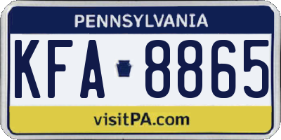 PA license plate KFA8865