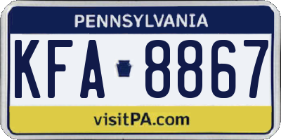 PA license plate KFA8867