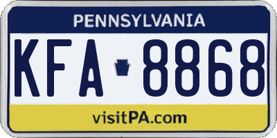 PA license plate KFA8868