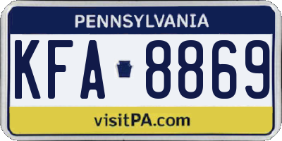 PA license plate KFA8869