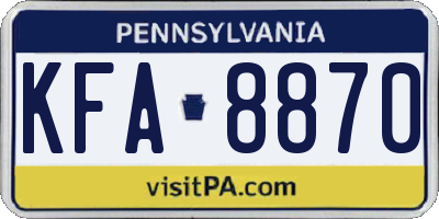 PA license plate KFA8870