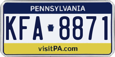 PA license plate KFA8871