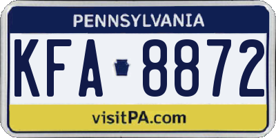 PA license plate KFA8872