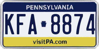 PA license plate KFA8874