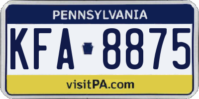 PA license plate KFA8875