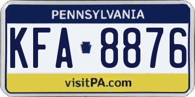 PA license plate KFA8876