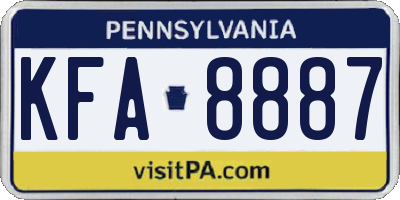 PA license plate KFA8887