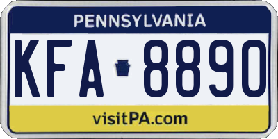 PA license plate KFA8890