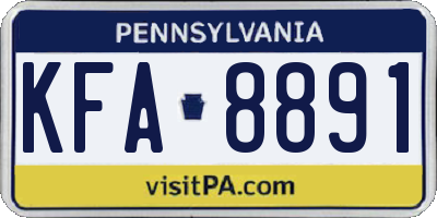 PA license plate KFA8891