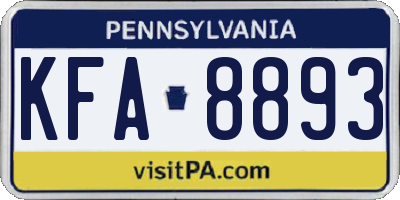 PA license plate KFA8893