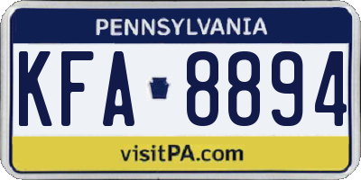 PA license plate KFA8894